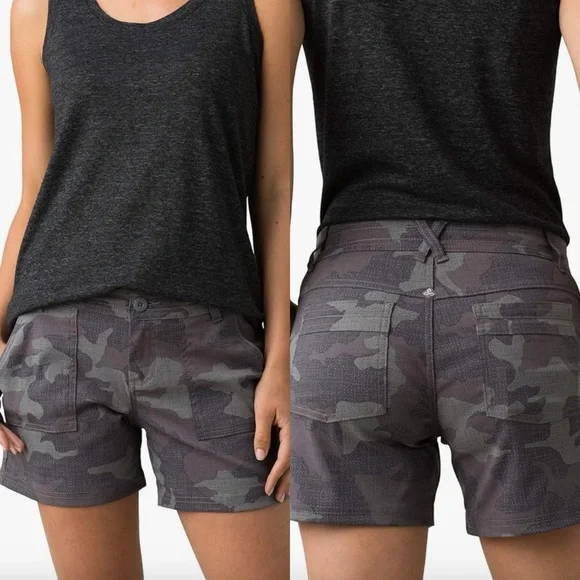 prAna Women's Olivia Short Gravel Camo size 14 Outdoors Hiking Camping - Picture 1 of 8
